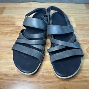 Navy Ecco Leather Strappy Sandals – Size 9